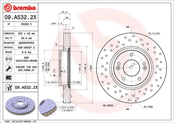 Remschijven Brembo 09.A532.2X Voordeelprijs
