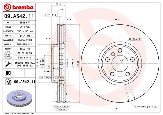 Remschijven Brembo 09.A542.11 Populair