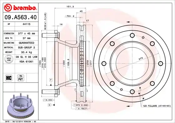 Remschijven Brembo 09.A563.40 Actieprijs