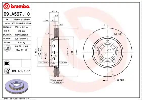 Uitverkoop Remschijven Brembo 09.A597.11