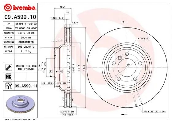 Nieuw Model Remschijven Brembo 09.A599.11