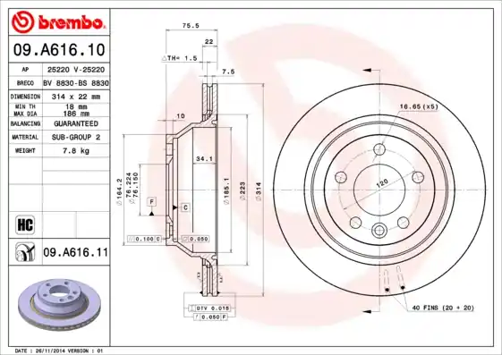 Beperkt Aanbod Remschijven Brembo 09.A616.11