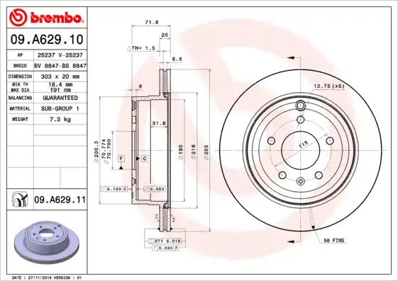 Actieprijs Remschijven Brembo 09.A629.11