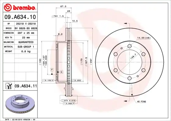 Ambachtelijk Remschijven Brembo 09.A634.11