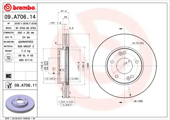 Aanbieding Remschijven Brembo 09.A706.11
