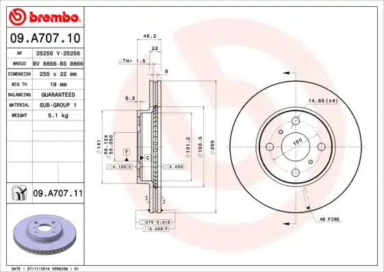 Favoriet Remschijven Brembo 09.A707.11