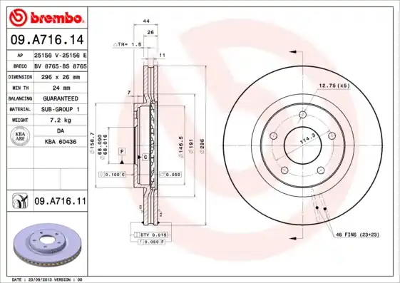 Trendy Remschijven Brembo 09.A716.14