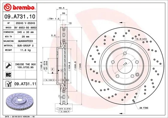 Merkproduct Remschijven Brembo 09.A731.11