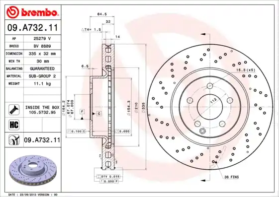 Weekendaanbieding Remschijven Brembo 09.A732.11