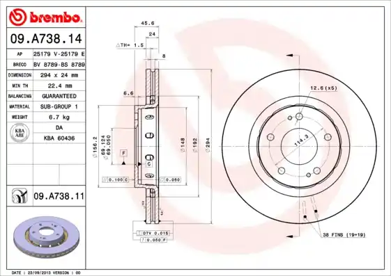 Voordeelprijs Remschijven Brembo 09.A738.11
