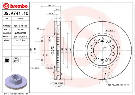 Beste Prijs Remschijven Brembo 09.A741.10