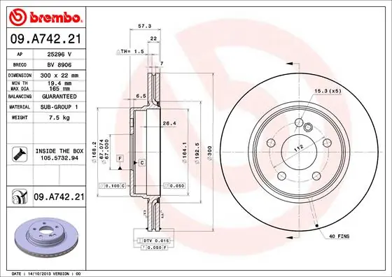 In De Mode Remschijven Brembo 09.A742.21
