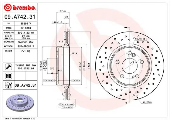 Ambachtelijk Remschijven Brembo 09.A742.31