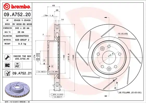 Remschijven Brembo 09.A752.21 Favoriet