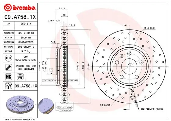 Goedkoop Remschijven Brembo 09.A758.1X