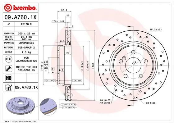 Op = Op Remschijven Brembo 09.A760.1X