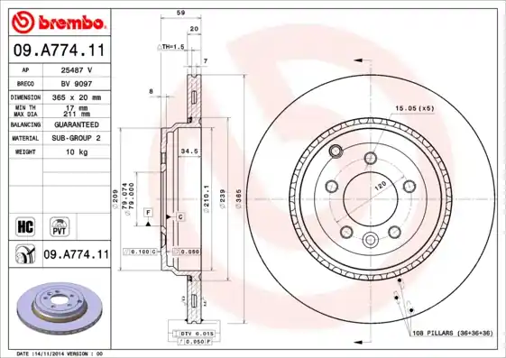 Premium Remschijven Brembo 09.A774.11