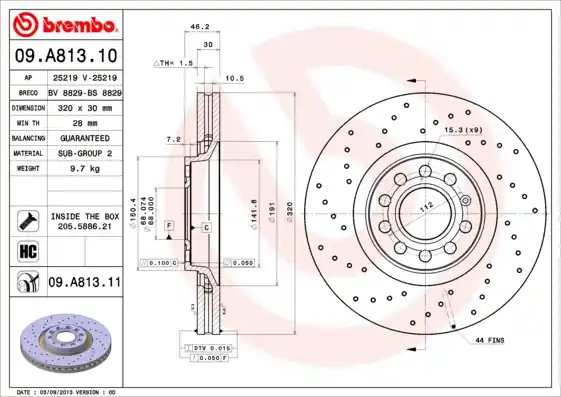 Weekendaanbieding Remschijven Brembo 09.A813.11