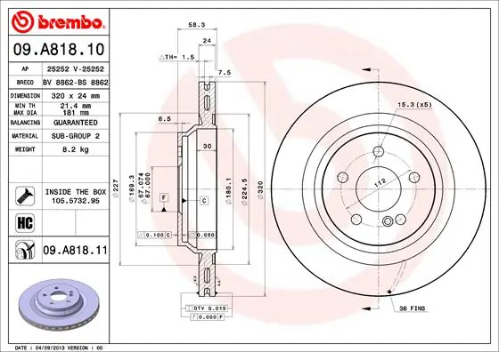 Speciale Aanbieding Remschijven Brembo 09.A818.11