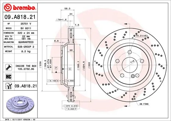 Merkproduct Remschijven Brembo 09.A818.21
