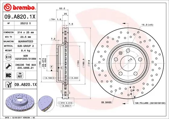 Goedkoop Remschijven Brembo 09.A820.1X