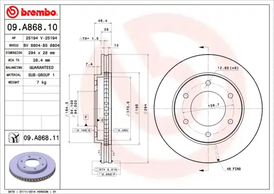 Bulkbestelling Remschijven Brembo 09.A868.10