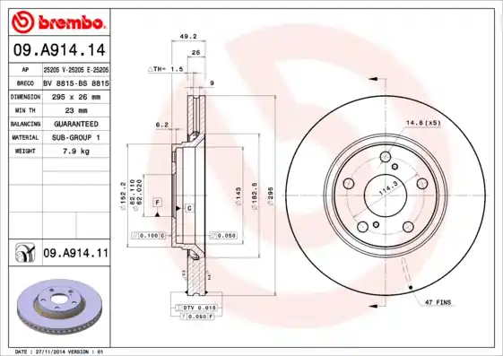 Hete Deal Remschijven Brembo 09.A914.11