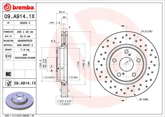 Remschijven Brembo 09.A914.1X In De Mode