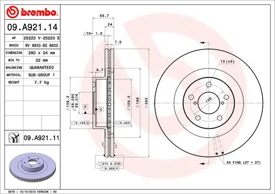 Merkproduct Remschijven Brembo 09.A921.11