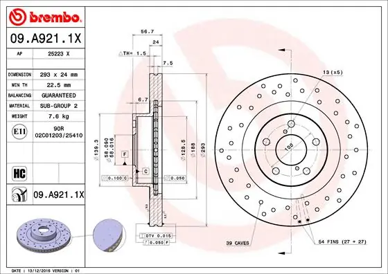 Hoge Kwaliteit Remschijven Brembo 09.A921.1X