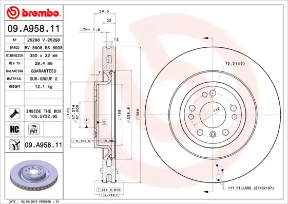 Rechtstreeks Van De Fabrikant Remschijven Brembo 09.A958.11