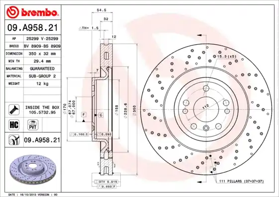 Exclusief Remschijven Brembo 09.A958.21
