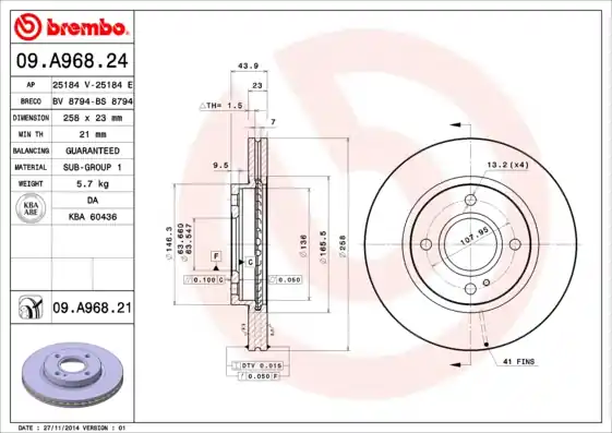 Gratis Retour Remschijven Brembo 09.A968.21