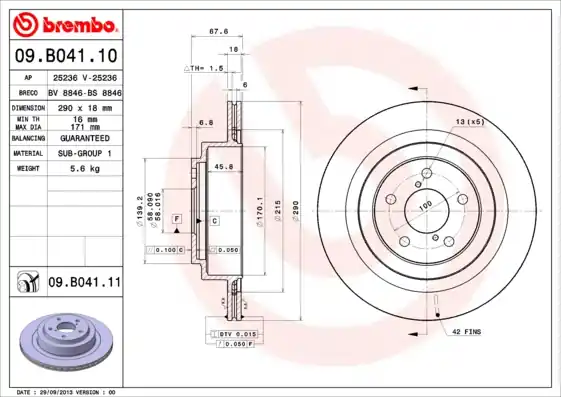 Remschijven Brembo 09.B041.11 Gereduceerde Prijs