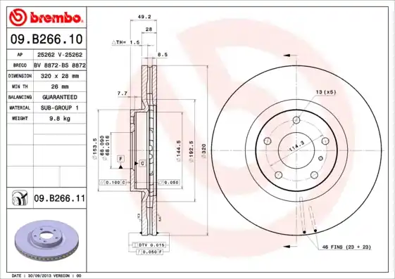 Bulkbestelling Remschijven Brembo 09.B266.11