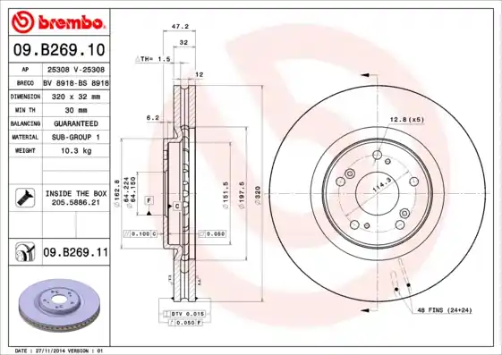 Lage Kosten Remschijven Brembo 09.B269.11