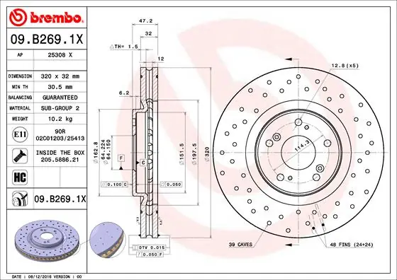 Merkproduct Remschijven Brembo 09.B269.1X