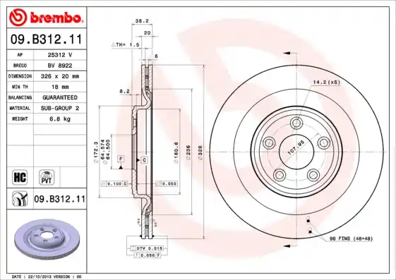 Remschijven Brembo 09.B312.11 In De Mode