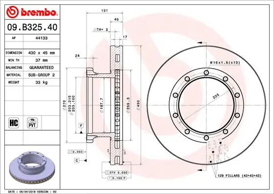 Betaalbaar Remschijven Brembo 09.B325.40
