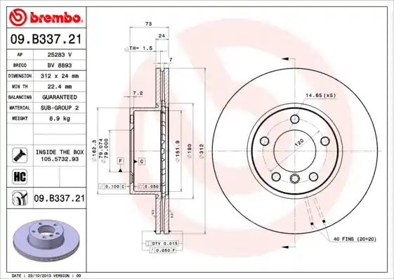 Voordeelprijs Remschijven Brembo 09.B337.21