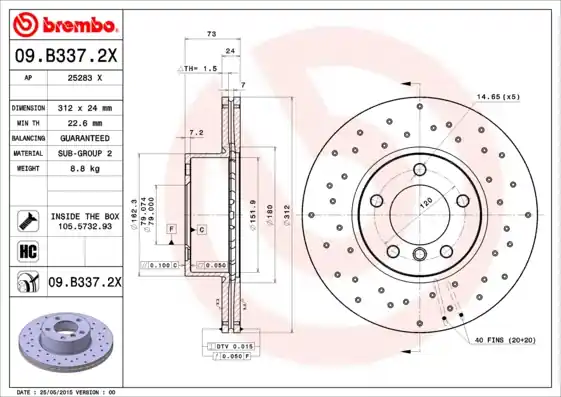 Korting Remschijven Brembo 09.B337.2X