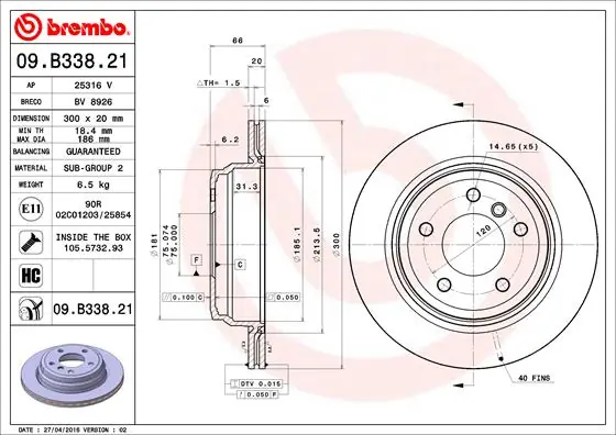 Remschijven Brembo 09.B338.21 Goedkoop