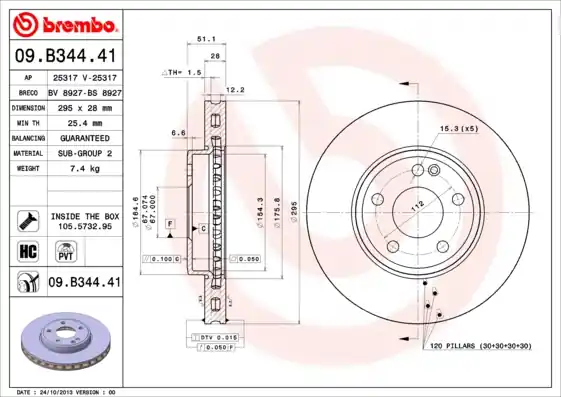 Remschijven Brembo 09.B344.41 Merkproduct