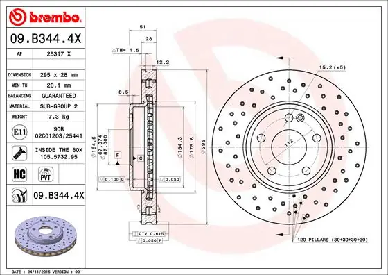Remschijven Brembo 09.B344.4X Tijdelijk Beschikbaar