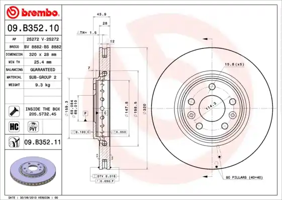 Uitverkoop Remschijven Brembo 09.B352.11