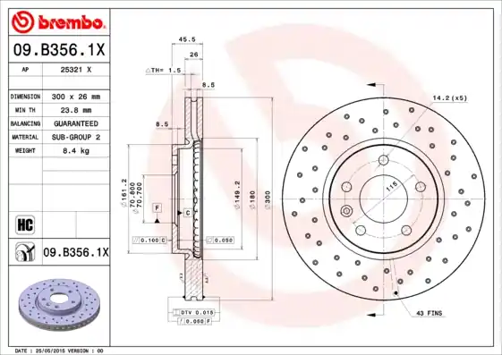 Beste Prijs Remschijven Brembo 09.B356.1X