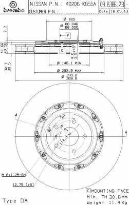 Authentiek Remschijven Brembo 09.B386.23