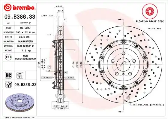 Meest Verkocht Remschijven Brembo 09.B386.33