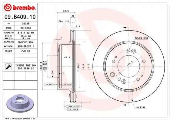 Direct Verzonden Remschijven Brembo 09.B409.10