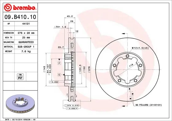 Finale Uitverkoop Remschijven Brembo 09.B410.10